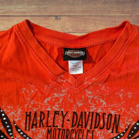 Retro Women's Grunge Harley Davidson Studded Small Biker Shirt - Picture 4 of 6